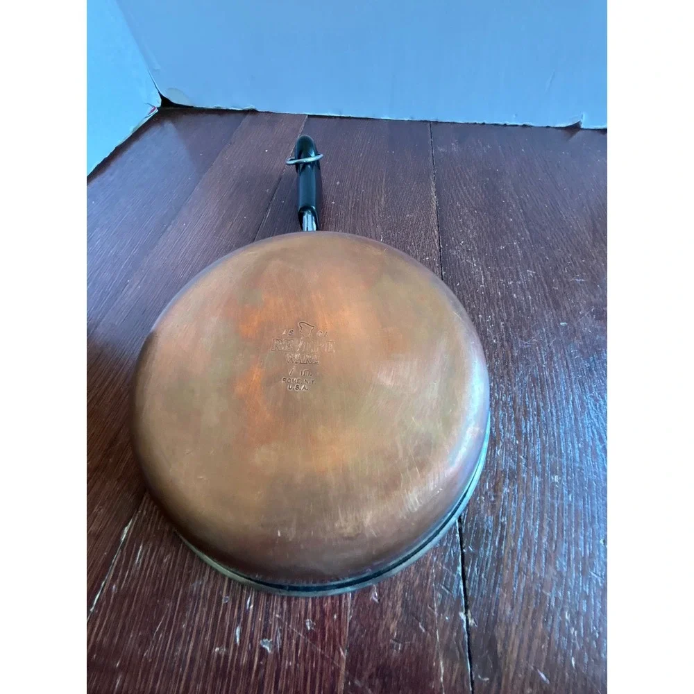 Vintage Revere Ware 7 Inch Skillet Copper Clad Bottom Double Ring Rome NY USA